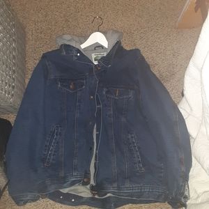 Denim jacket with hoodie attached